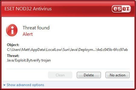 Ventana de alerta de un software antivirus