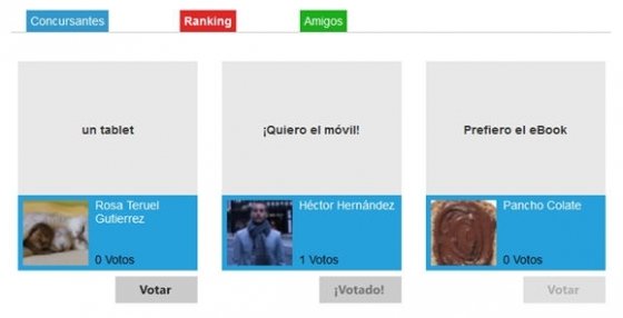 Ranking de participantes y opciones para votar