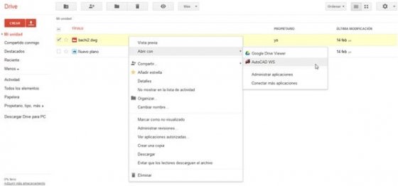 Interfaz web de Google Drive