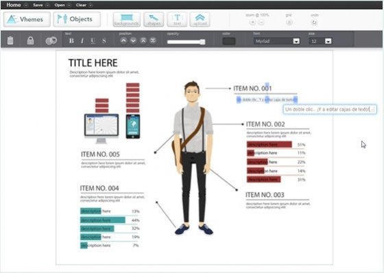 Aspecto del editor de Easel.ly
