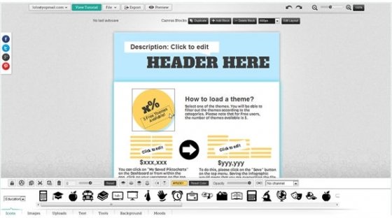 Aspecto del editor de Piktochart