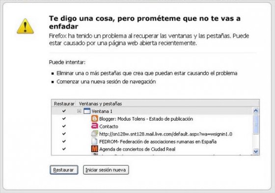 Cuelgue de Firefox