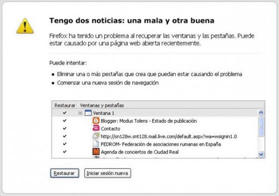 Cuelgue de Firefox