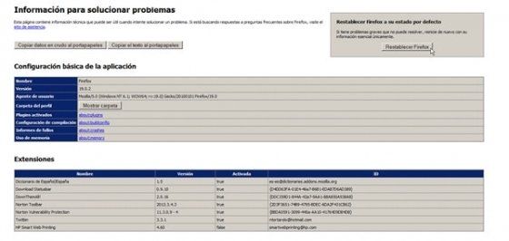 Restablecer Firefox
