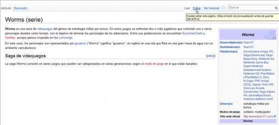 Editar artículo de Wikipedia ya existente