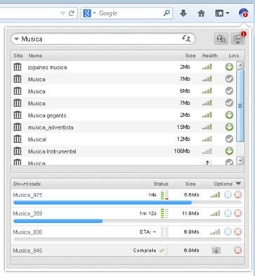 Cola de descargas de BitTorrent Surf