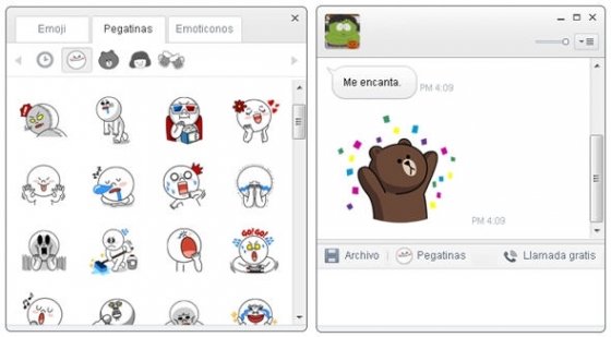 Stickers disponibles en LINE