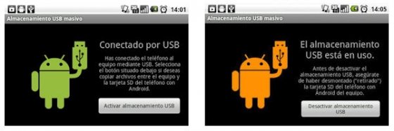 Activación del almacenamiento USB en el terminal Android