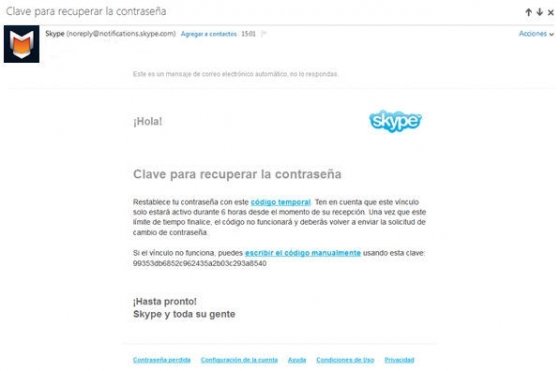 Página web para identificar la cuenta mediante el código temporal