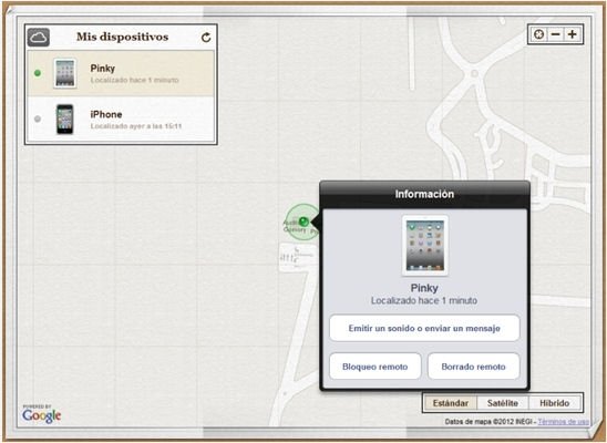 Ubicación del dispositivo en el mapa