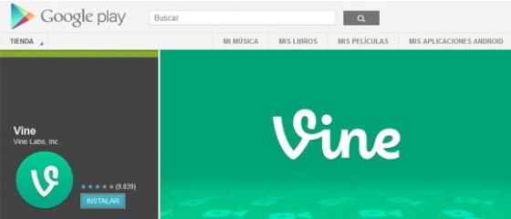 Aplicación Vine en Google Play
