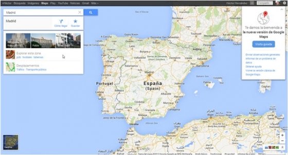 Mapa nuevo de Google Maps