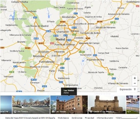 Menú Exploración de la parte inferior del mapa