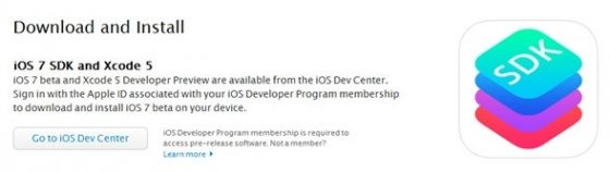 descarga de iOS 7 desde el canal para desarrolladores oficial de Apple