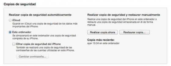 Guaradr copia de seguridad de iPhone