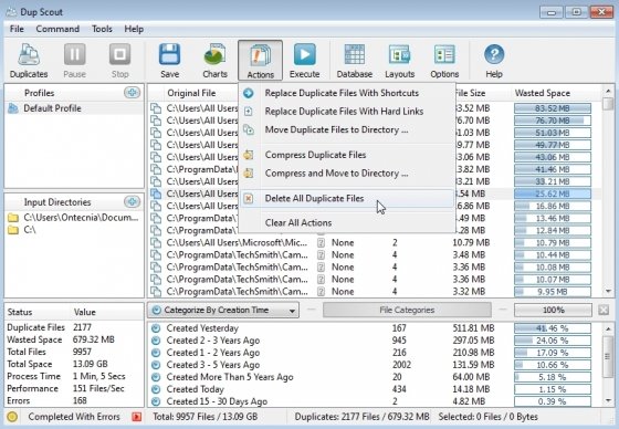 Informe de archivos duplicados con Dup Scout