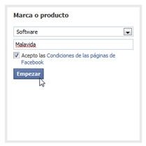 Elige la categoría y el nombre para tu nueva página de Facebook