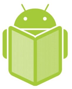 Icono de Android con un ebook