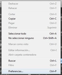 Acceso a las preferencias de Spotify