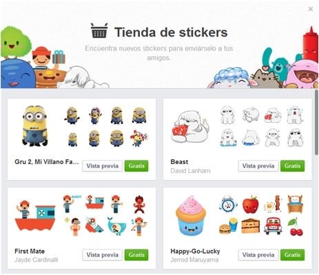 Tienda de stickers de Facebook