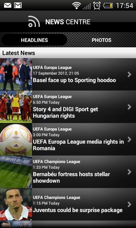 UEFA.com es la aplicación oficial de la UEFA para Android e iPhone