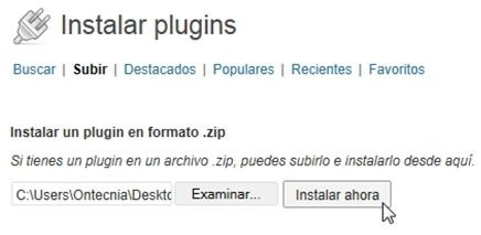 Subir plugin de WordPress en ZIP