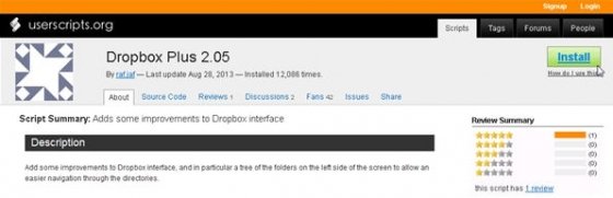 Botón para instalar Dropbox Plus
