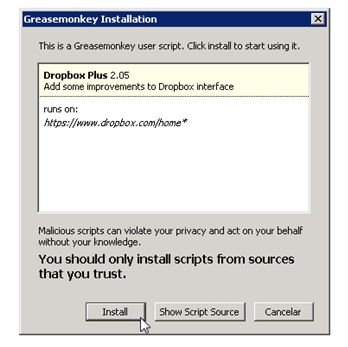 Ventana de permisos de Dropbox Plus