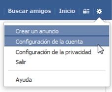 Acceso a la configuración de Facebook