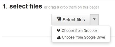 Opción de carga de archivos en CloudConvert