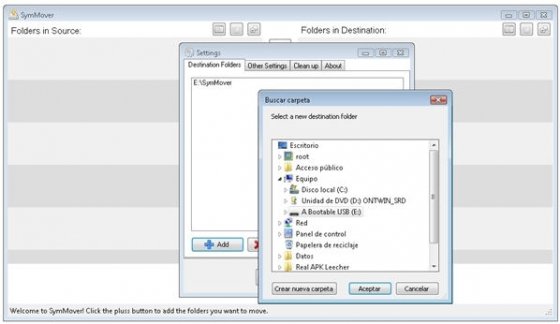 Configurar el disco de destino de los programas