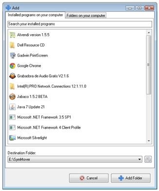 Lista de programas instalados en el disco duro