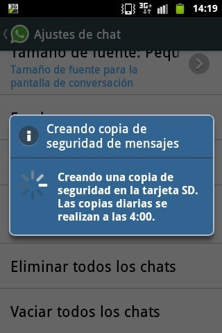 Crear copia de seguridad de las conversaciones de WhatsApp
