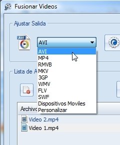 Ajustes de salida en la fusión de vídeos con Format Factory
