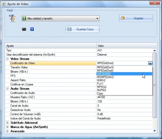 Configuración de la salida de audio en la fusión de vídeos con Format Factory