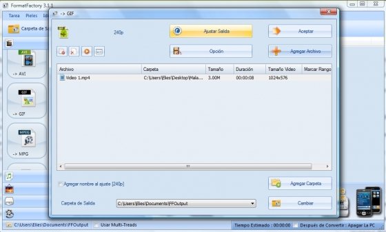 Opciones avanzadas en la conversión de vídeos en Format Factory