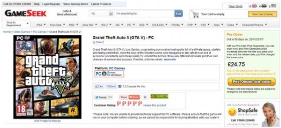 GameSeeek ofrece la reserva de GTA5 para PC