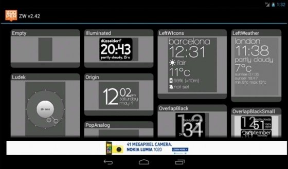 Algunos modelos de widgets disponibles