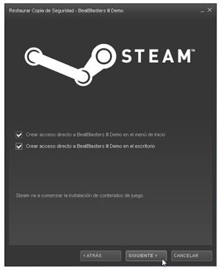 Creación de un acceso directo al juego una vez restaurado