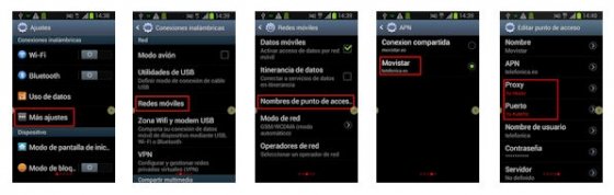 Instrucciones de configuración de Awazza en formato presentación de capturas de Android
