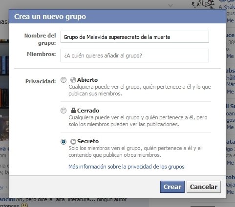 Configuración del nivel de privacidad de los grupos de Facebook