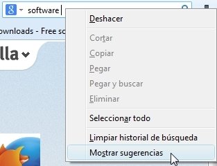 Desactivar sugerencias búsqueda Firefox