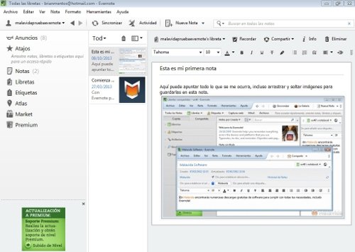 Arrastrar imágenes Evernote