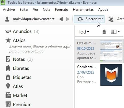 Sincronizar Evernote