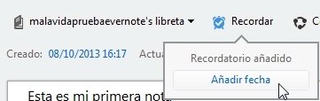 Añadir recordatorio Evernote