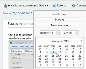 Añadir fecha recordatorio Evernote