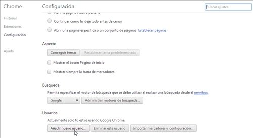 Nuevo usuario Chrome