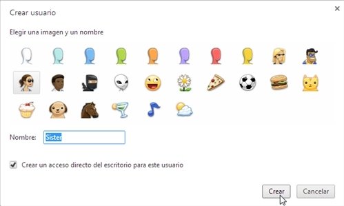 Nuevo usuario Chrome nombre
