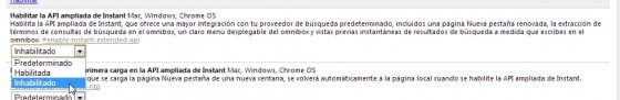 API ampliada de Instant en Chrome Flags