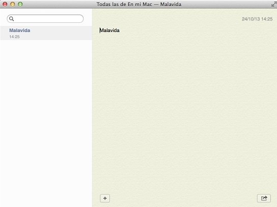 Aplicación de Notas en OS X Mavericks